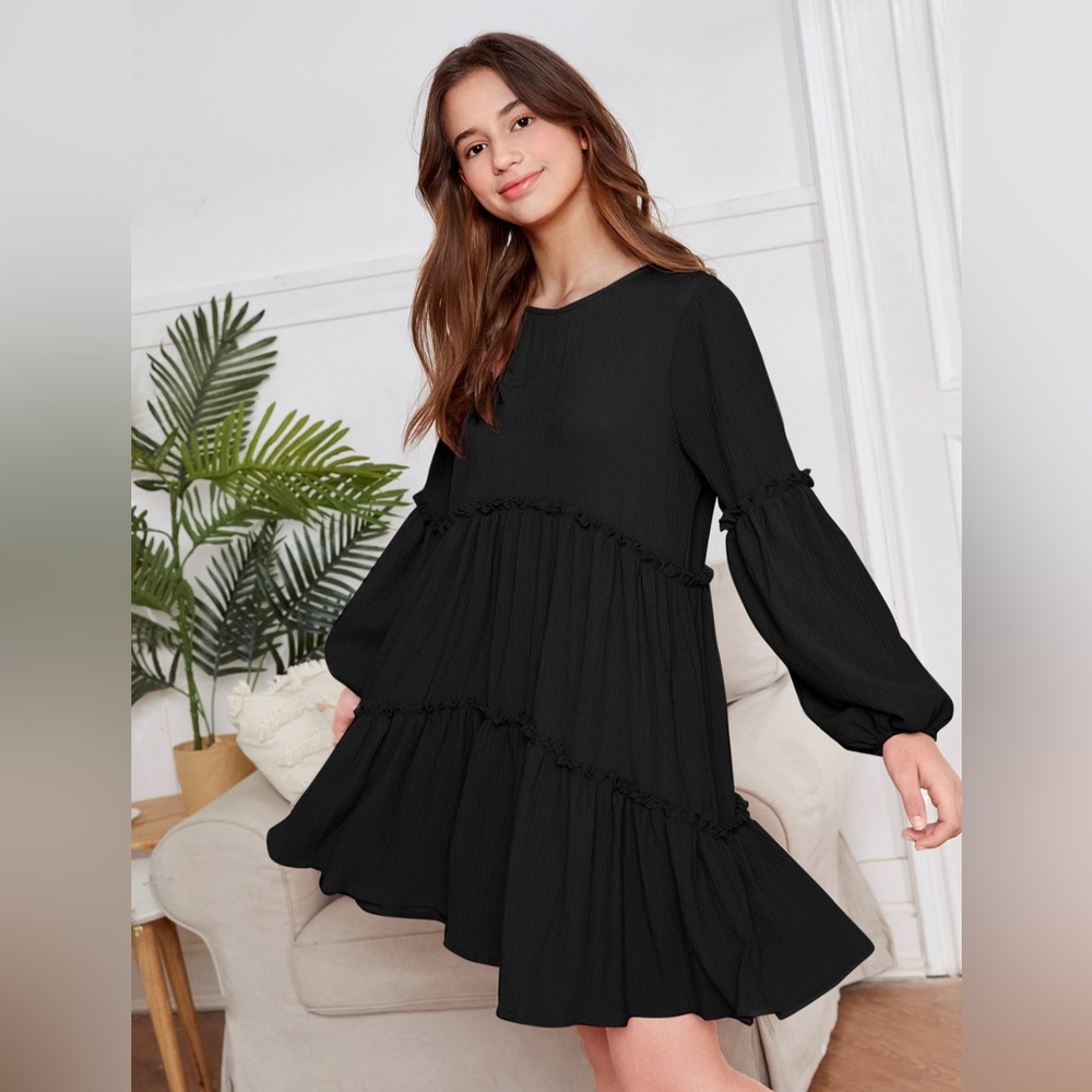 Lantern Sleeve Girls Dress